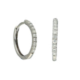 18ct White Gold Slim 0.22ct Diamond Small Hoop Earrings 14mm