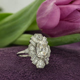 Pre-Loved Platinum Vintage Art Deco Diamond Cocktail Ring