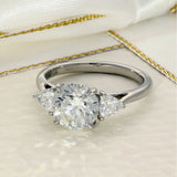 Platinum Laboratory-Grown Diamond 2ct Round & Trilliant Cut Trilogy Ring
