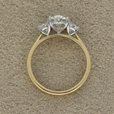 18ct Yellow Gold Laboratory-Grown Diamond 2ct Oval with Half Moon Cuts Trilogy Ring