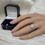 18ct Yellow Gold Laboratory-Grown Diamond 2ct Oval with Half Moon Cuts Trilogy Ring