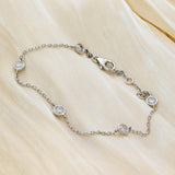 9ct White Gold Laboratory-Grown Diamond Yard Bracelet Bezel Setting