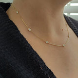 9ct Yellow Gold Laboratory-Grown Diamond Yard Necklace Bezel Setting 18"