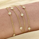 9ct Yellow Gold Laboratory-Grown Diamond Yard Necklace Bezel Setting 18"