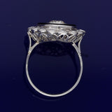 Art Deco Inspired Old Cut Diamond and Onyx Cluster Cocktail Ring