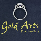 Platinum 2.03ct Sapphire & 0.40ct Diamond Bezel Set 3 Stone Ring