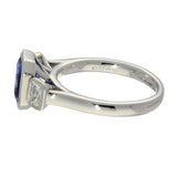 Platinum 2.03ct Sapphire & 0.40ct Diamond Bezel Set 3 Stone Ring