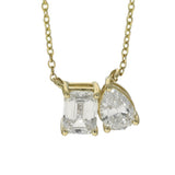 9ct Yellow Gold Laboratory-Grown Diamond 'Toi et Moi' Pear & Emerald Cut Necklace