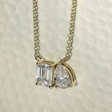 9ct Yellow Gold Laboratory-Grown Diamond 'Toi et Moi' Pear & Emerald Cut Necklace