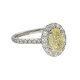 18ct White Gold Laboratory-Grown 1.50ct Yellow Oval Diamond Halo Shoulders Ring