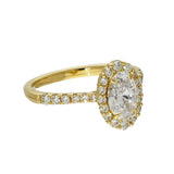 18ct Yellow Gold Laboratory-Grown 1ct Oval Diamond Halo Shoulders Ring