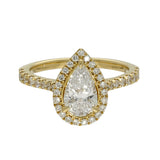 18ct Yellow Gold Laboratory-Grown 1ct Pear Diamond Halo Shoulders Ring