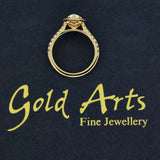 18ct Yellow Gold Laboratory-Grown 1ct Pear Diamond Halo Shoulders Ring