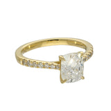 18ct Yellow Gold Laboratory-Grown 1.50ct Cushion Cut Diamond Solitaire Shoulders Ring