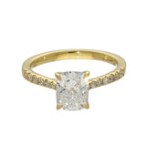 18ct Yellow Gold Laboratory-Grown 1.50ct Cushion Cut Diamond Solitaire Shoulders Ring