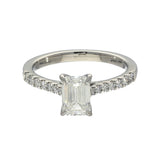 Platinum Laboratory-Grown 1ct Emerald Cut Diamond Solitaire Shoulders Ring