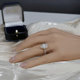 Platinum Laboratory-Grown 1ct Pear Diamond Halo Shoulders Ring