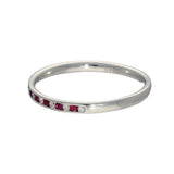 9ct White Gold Slim 1.9mm Ruby & Diamond Half Eternity Ring