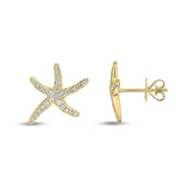 18ct Yellow Gold 0.30ct Pave Diamond Starfish Stud Earrings