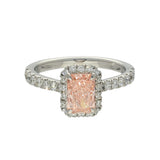 18ct White Gold Laboratory-Grown 1.55ct Pink Radiant Diamond Halo Shoulders Ring
