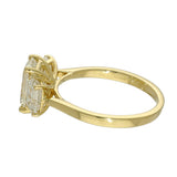 18ct Yellow Gold Laboratory-Grown Diamond 2.50ct Emerald Cut Trilogy Ring