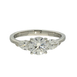 Platinum 1.50ct Total Laboratory-Grown Diamond Round &  Pear Trilogy Ring