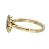 9ct Yellow Gold Ruby and Diamond Square Halo Ring