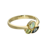 9ct Yellow Gold Sapphire, Opal & Garnet Mix Cut Ring