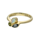 9ct Yellow Gold Sapphire, Opal & Garnet Mix Cut Ring