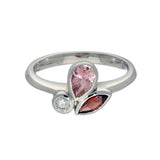 9ct White Gold Pink Tourmaline, Garnet & Diamond Mix Cut Ring