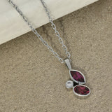 9ct White Gold Purple Rhodolite Garnet with Diamond Mix Cut Pendant