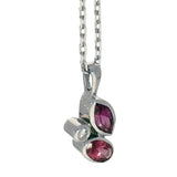 9ct White Gold Purple Rhodolite Garnet with Diamond Mix Cut Pendant