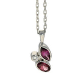 9ct White Gold Purple Rhodolite Garnet with Diamond Mix Cut Pendant