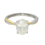 18ct White Gold Laboratory-Grown 2.10ct Oval Solitaire Ring with Yellow Gold Accents