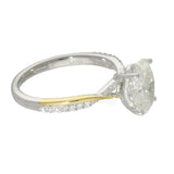 18ct White Gold Laboratory-Grown 2.10ct Oval Solitaire Ring with Yellow Gold Accents