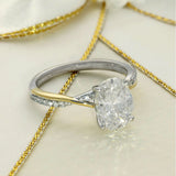 18ct White Gold Laboratory-Grown 2.10ct Oval Solitaire Ring with Yellow Gold Accents