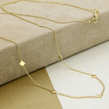 9ct Yellow Gold Diamond Motif Trace Link Necklace 18"