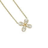 9ct Yellow Gold Pave Diamond Four Leaf Clover Necklace