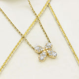 9ct Yellow Gold Pave Diamond Four Leaf Clover Necklace