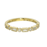 18ct Yellow Gold 0.25ct Mix Cut Diamond Milgrain Half Eternity Ring