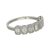 18ct White Gold 1.15ct Total Emerald Cut Diamond Milgrain Edge Stone Ring