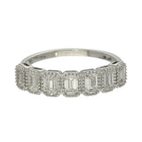 18ct White Gold 1.15ct Total Emerald Cut Diamond Milgrain Edge Stone Ring