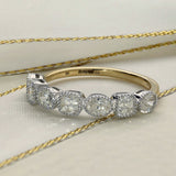 18ct Gold 1.05ct Total Asscher & Oval Cut Diamond Milgrain Edge Half Eternity Ring