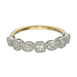 18ct Gold 1.05ct Total Asscher & Oval Cut Diamond Milgrain Edge Half Eternity Ring