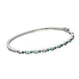 18ct White Gold Emerald and Diamond Milgrain Bangle