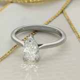Platinum Laboratory-Grown 1.34ct Pear Cut Diamond Solitaire Ring