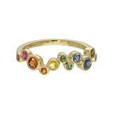 18ct Yellow Gold Rainbow Sapphire Bubble Wave Ring