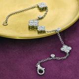 18ct White Gold & Diamond Clover Quatrefoil Motif Chain Bracelet