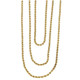 Vintage 15ct Yellow Gold Graduated 3 Row Rope Chain Necklace 29g