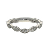 Platinum 0.16ct Diamond Vintage Style Milgrain Curved Half Eternity Ring